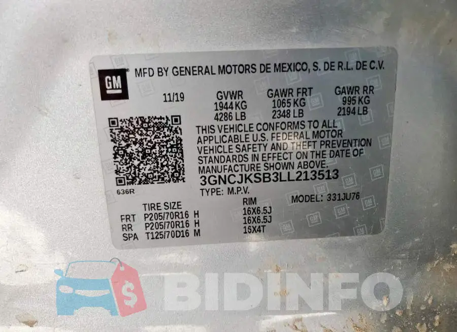 3GNCJKSB3LL213513 Photo# 13