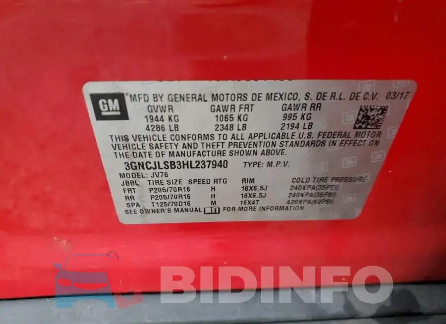 3GNCJLSB3HL237940 Photo# 13