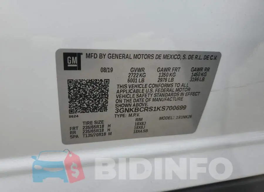 3GNKBCRS1KS700699 Photo# 14
