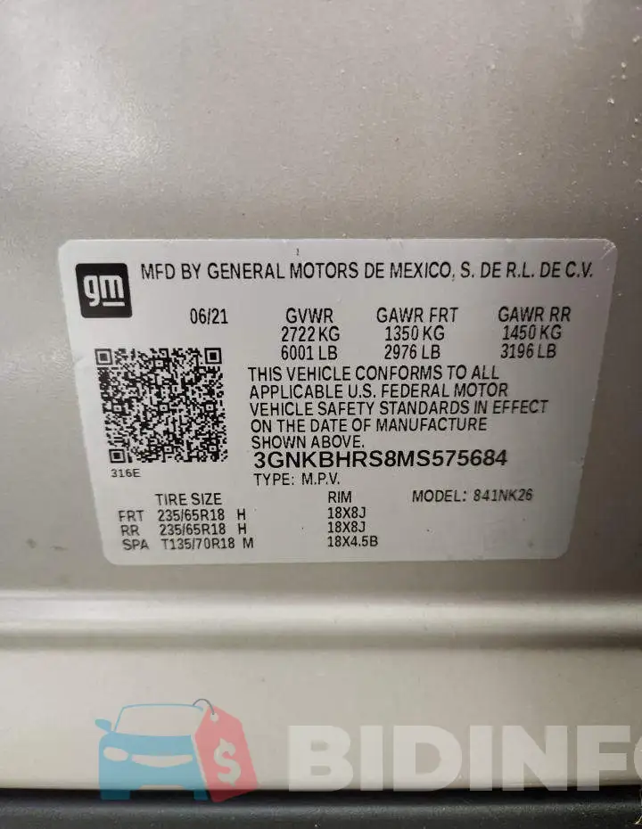 3GNKBHRS8MS575684 Photo# 14