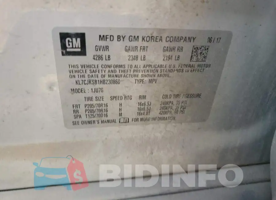 KL7CJKSB1HB230860 Photo# 13