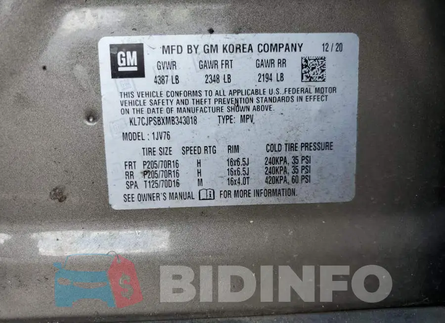KL7CJPSBXMB343018 Photo# 13