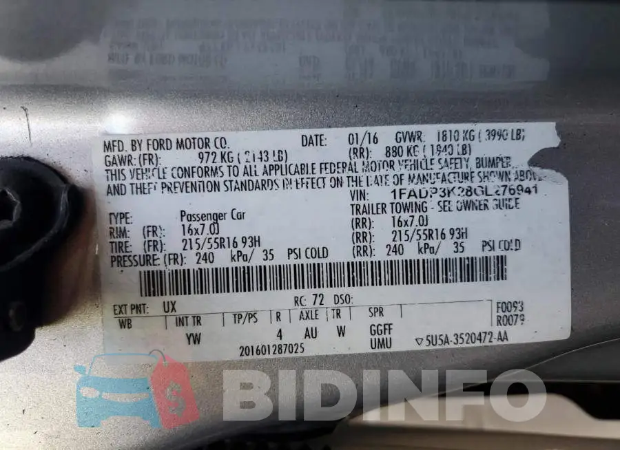 1FADP3K28GL276941 Photo# 13