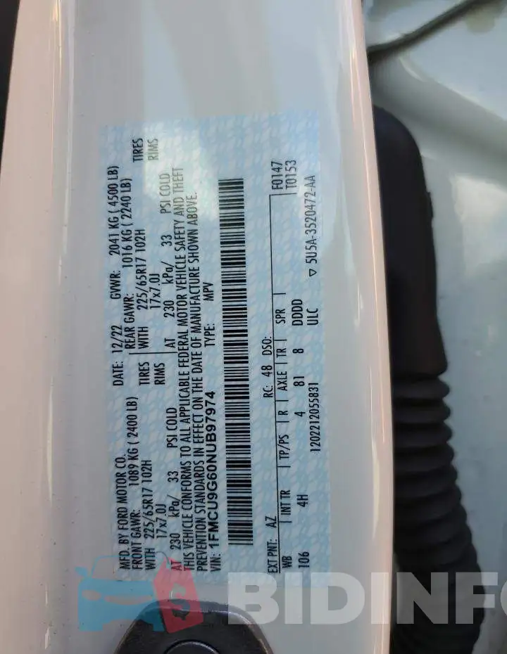 1FMCU9G60NUB97974 Photo# 13