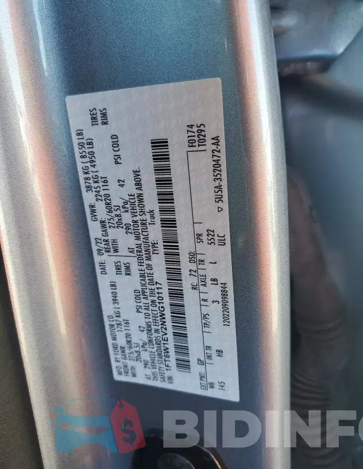 1FT6W1EV2NWG10117 Photo# 12