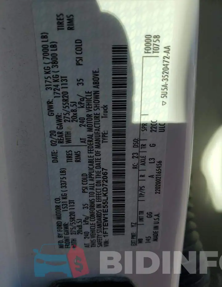 1FTEW1E55LKD72067 Photo# 12