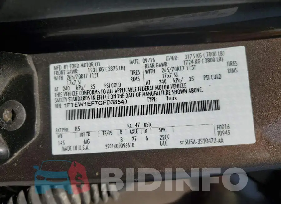 1FTEW1EF7GFD38543 Photo# 12