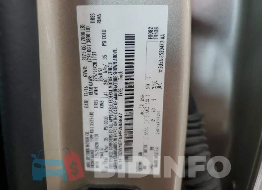 1FTEW1EF8HFA85847 Photo# 13