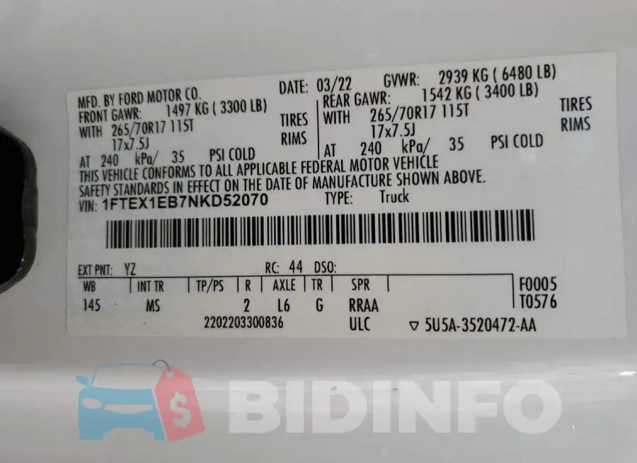 1FTEX1EB7NKD52070 Photo# 12