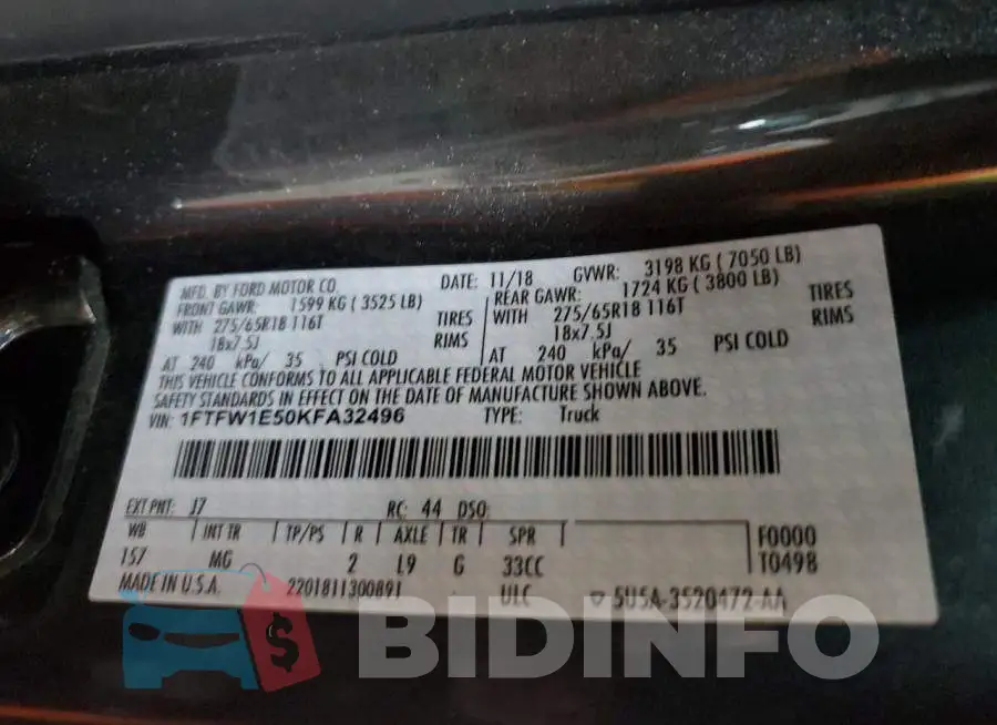 1FTFW1E50KFA32496 Photo# 12