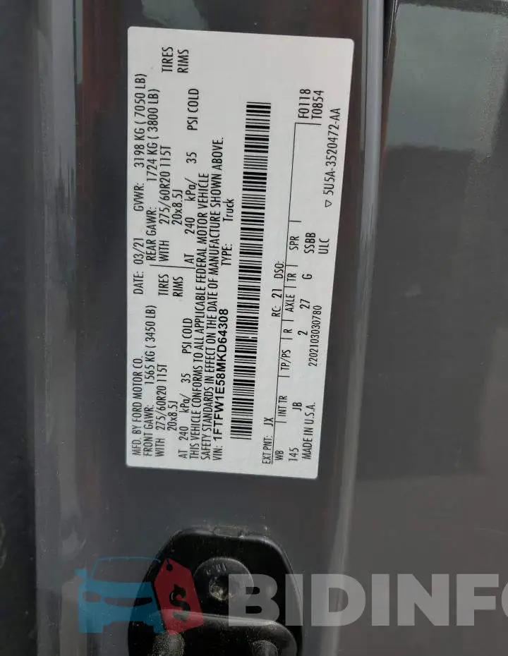 1FTFW1E58MKD64308 Photo# 12