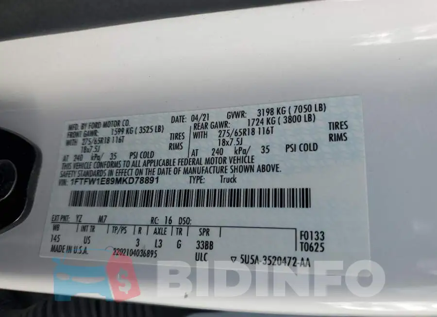 1FTFW1E89MKD78891 Photo# 12