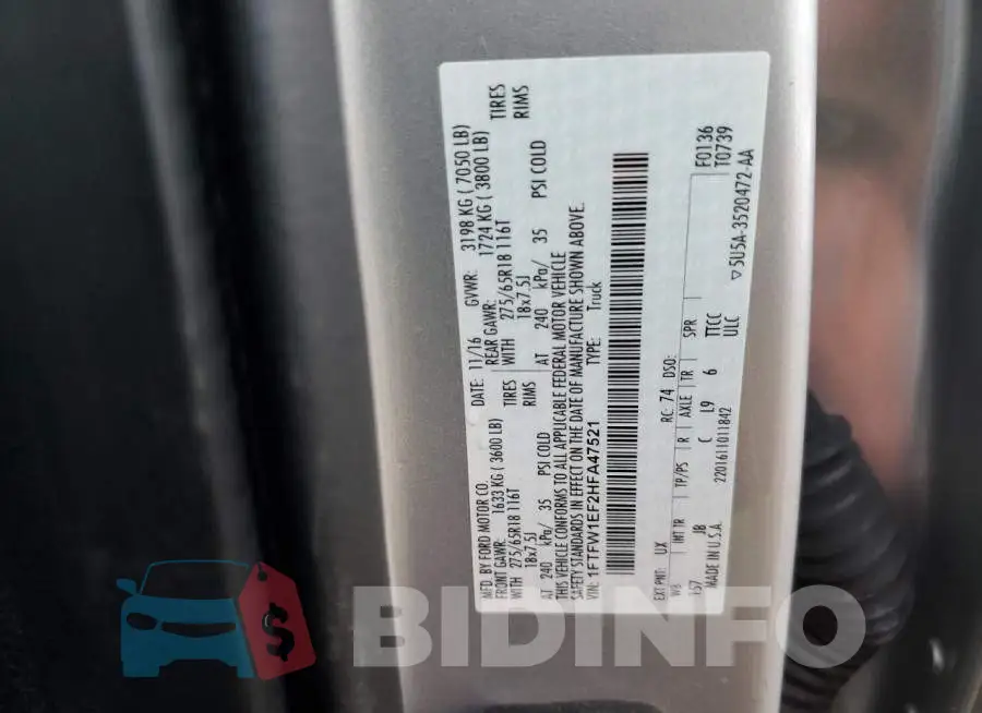 1FTFW1EF2HFA47521 Photo# 12