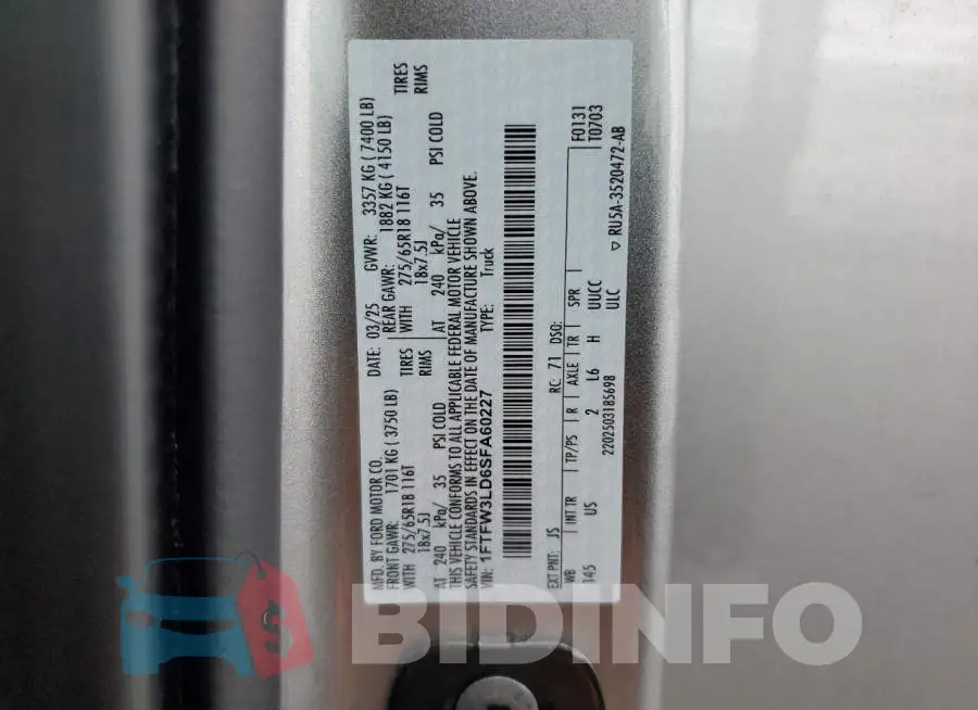 1FTFW3LD6SFA60227 Photo# 13