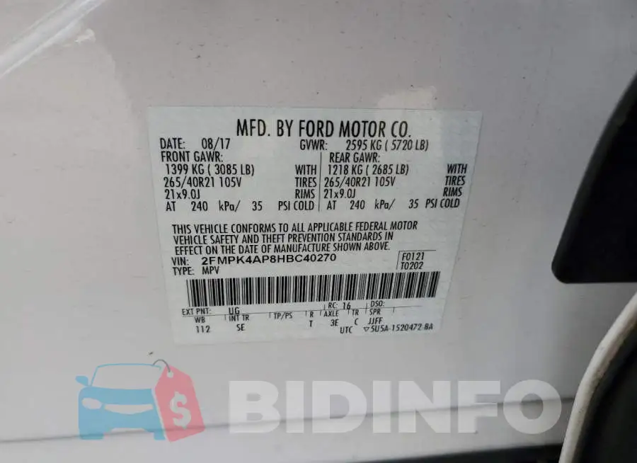 2FMPK4AP8HBC40270 Photo# 14