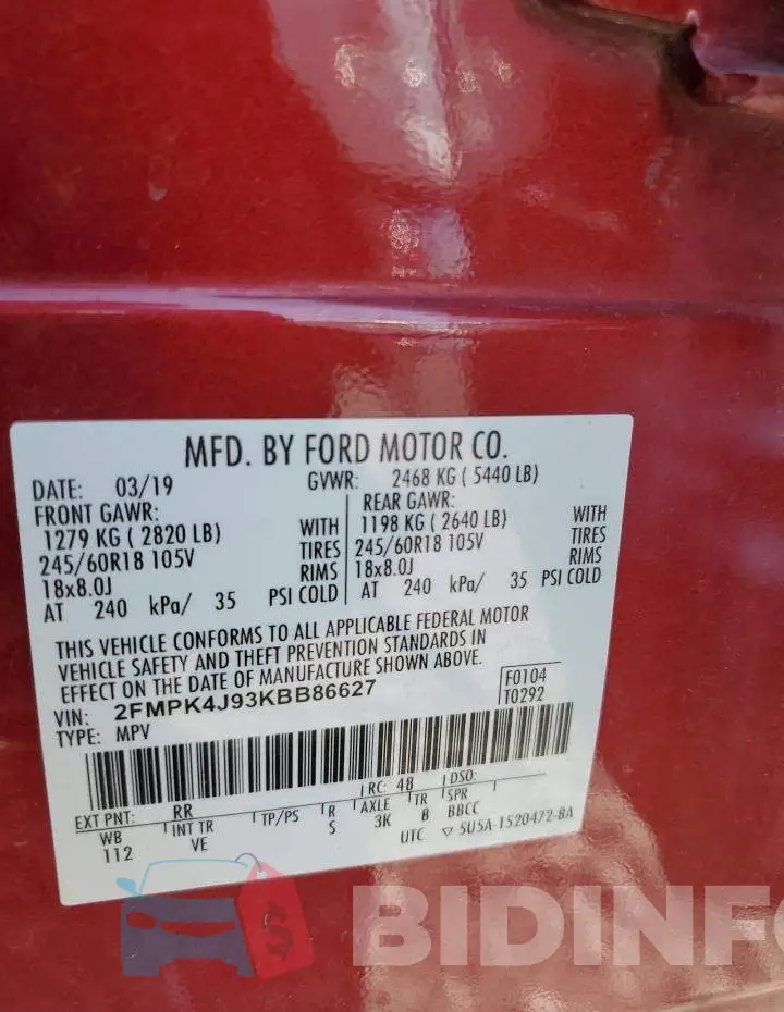 2FMPK4J93KBB86627 Photo# 12