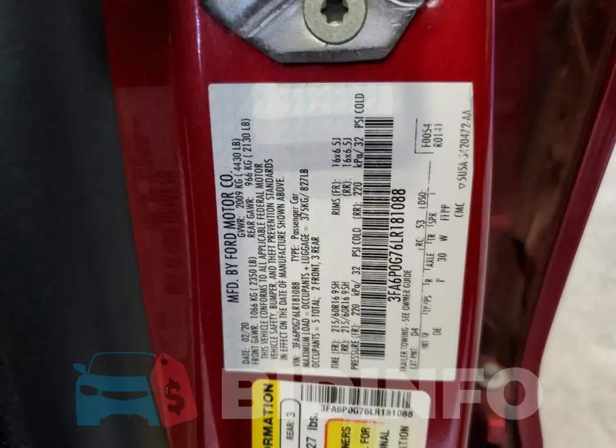 3FA6P0G76LR181088 Photo# 12
