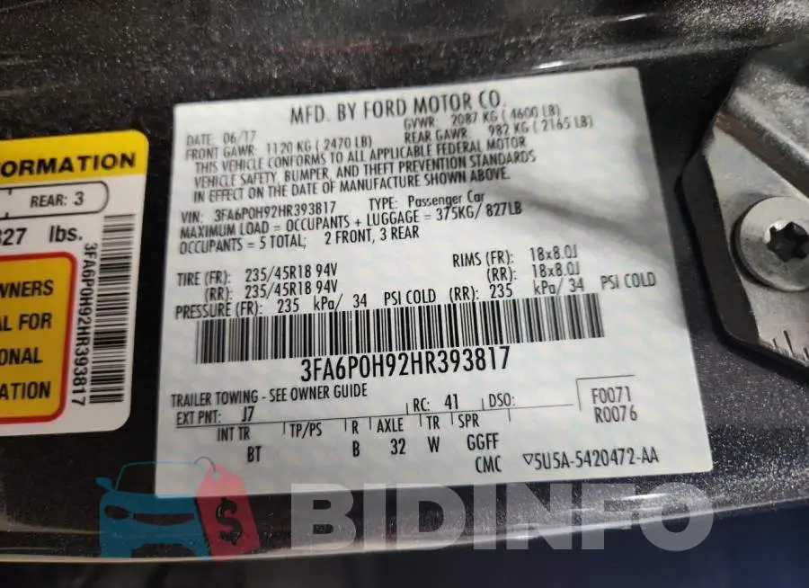 3FA6P0H92HR393817 Photo# 12