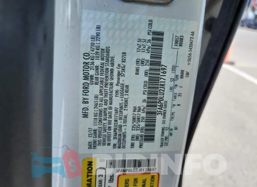 3FA6P0LU2JR171697 Photo# 12