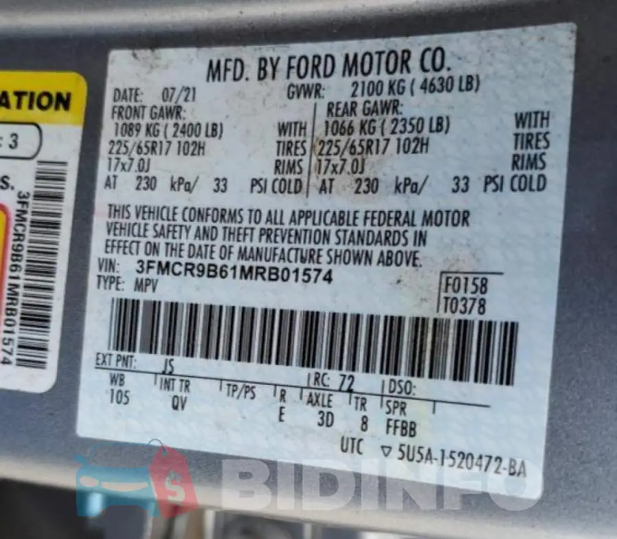 3FMCR9B61MRB01574 Photo# 14