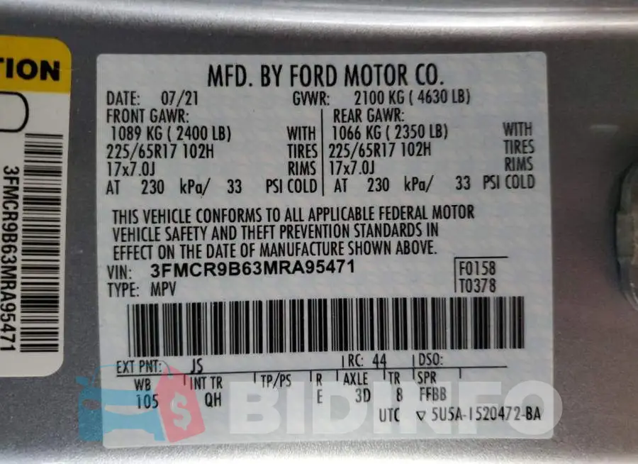 3FMCR9B63MRA95471 Photo# 14