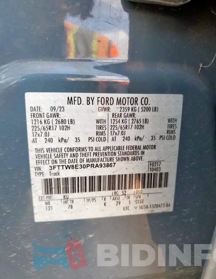 3FTTW8E30PRA93867 Photo# 12