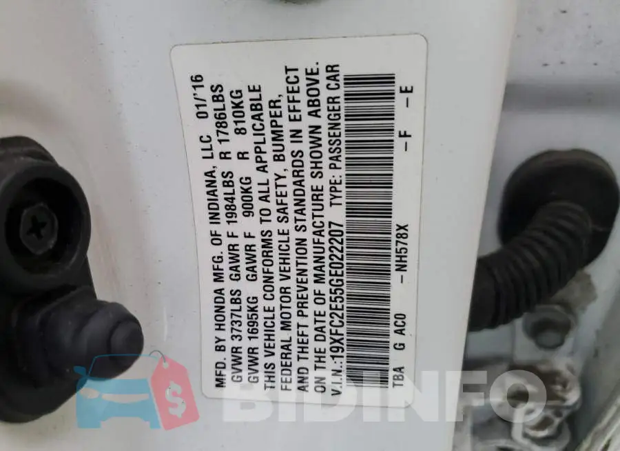 19XFC2E55GE022207 Photo# 13