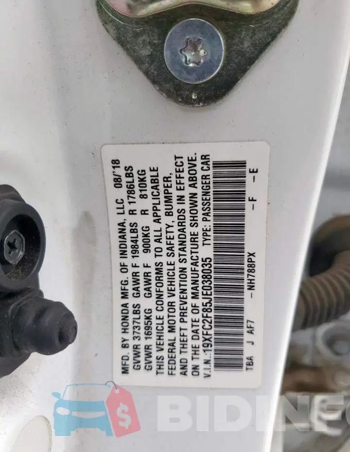 19XFC2F85JE038035 Photo# 12