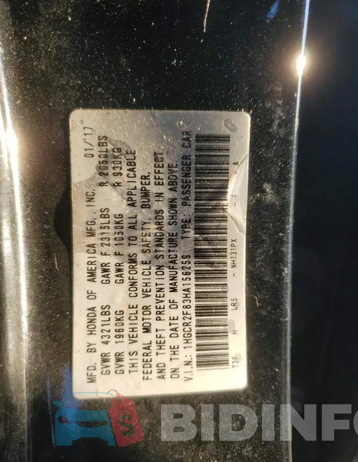 1HGCR2F83HA156259 Photo# 12