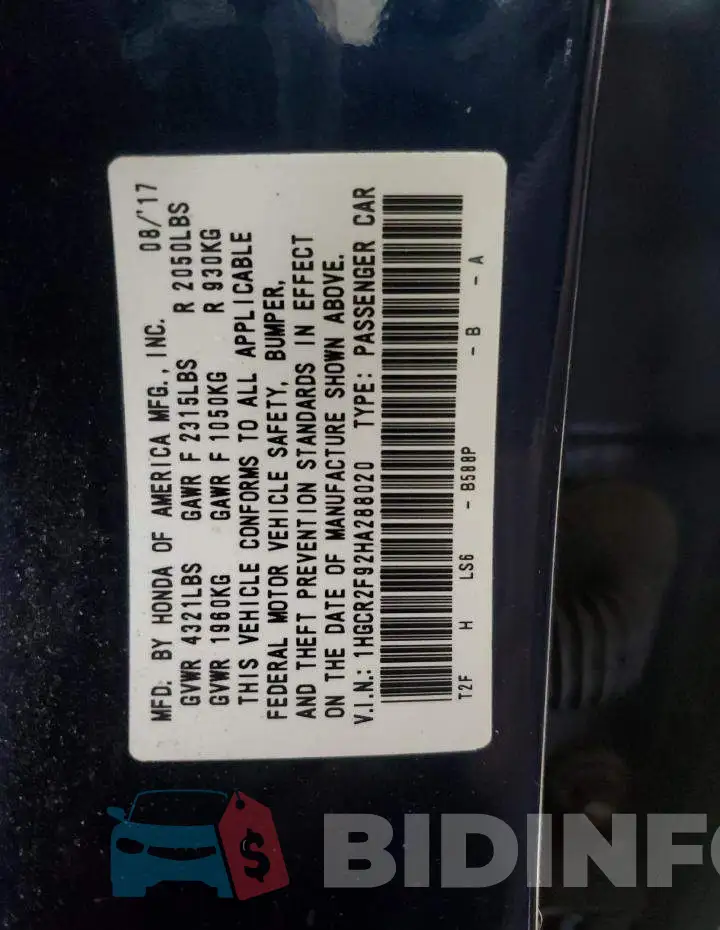 1HGCR2F92HA288020 Photo# 12