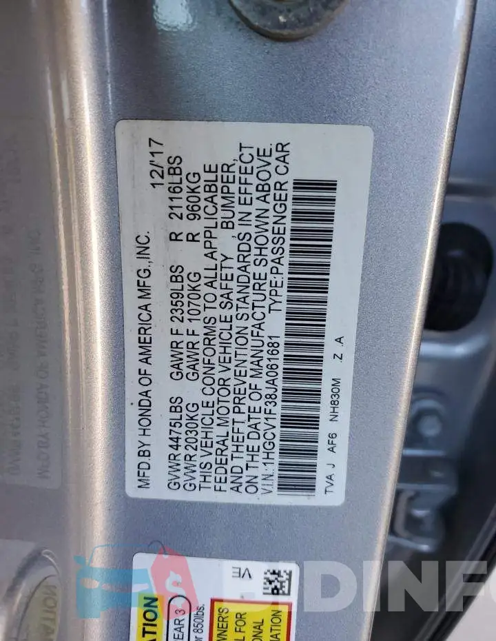 1HGCV1F38JA061681 Photo# 12