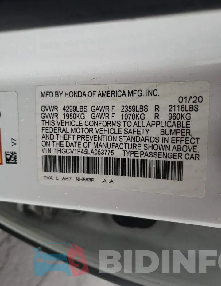 1HGCV1F45LA053775 Photo# 13