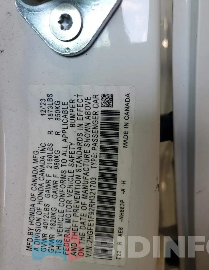 2HGFE1F92RH321703 Photo# 12