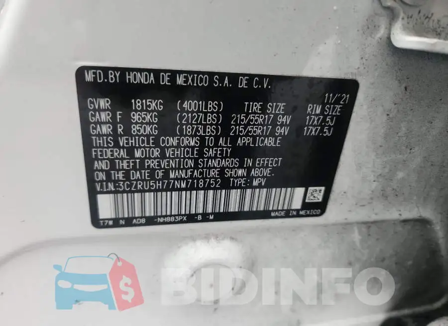 3CZRU5H77NM718752 Photo# 14