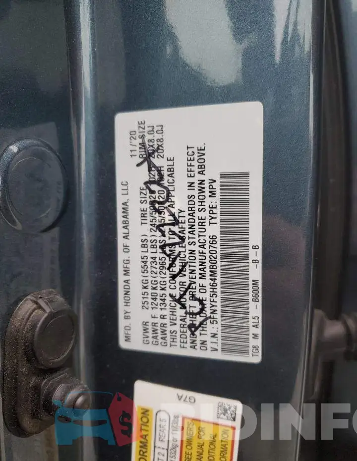 5FNYF5H64MB020766 Photo# 13
