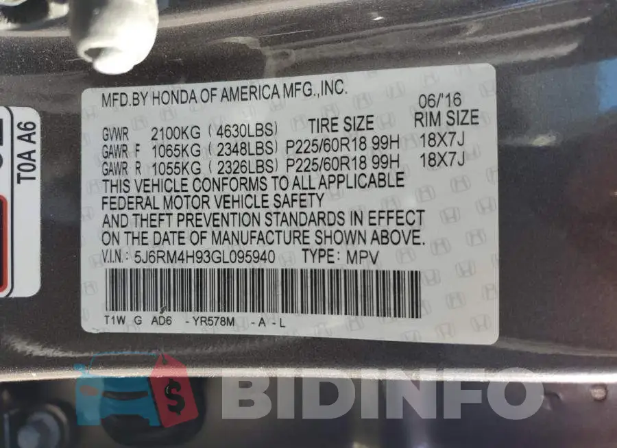 5J6RM4H93GL095940 Photo# 13