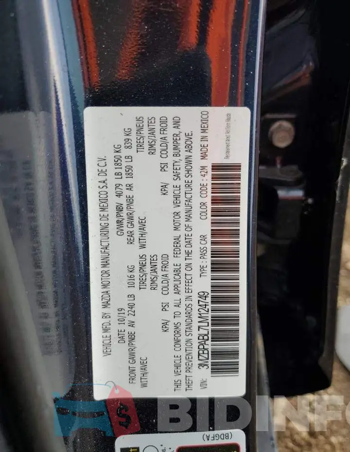 3MZBPABL7LM124749 Photo# 12