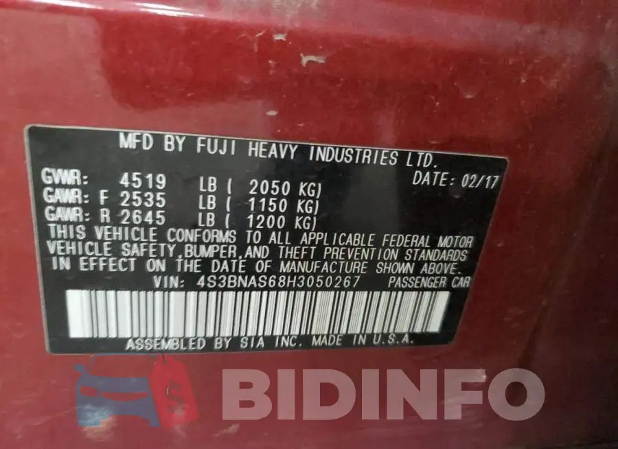 4S3BNAS68H3050267 Photo# 13