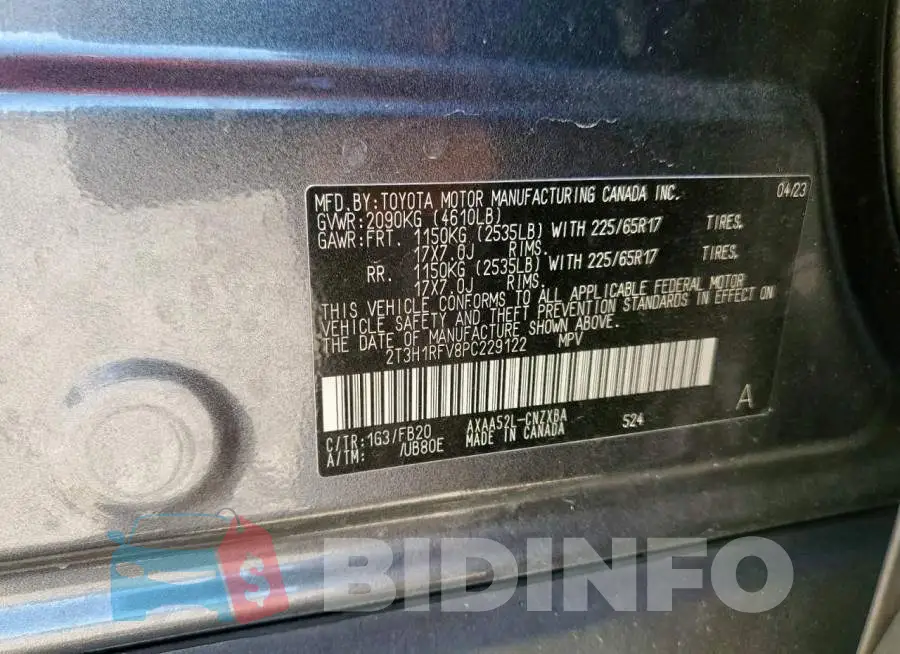 2T3H1RFV8PC229122 Photo# 13