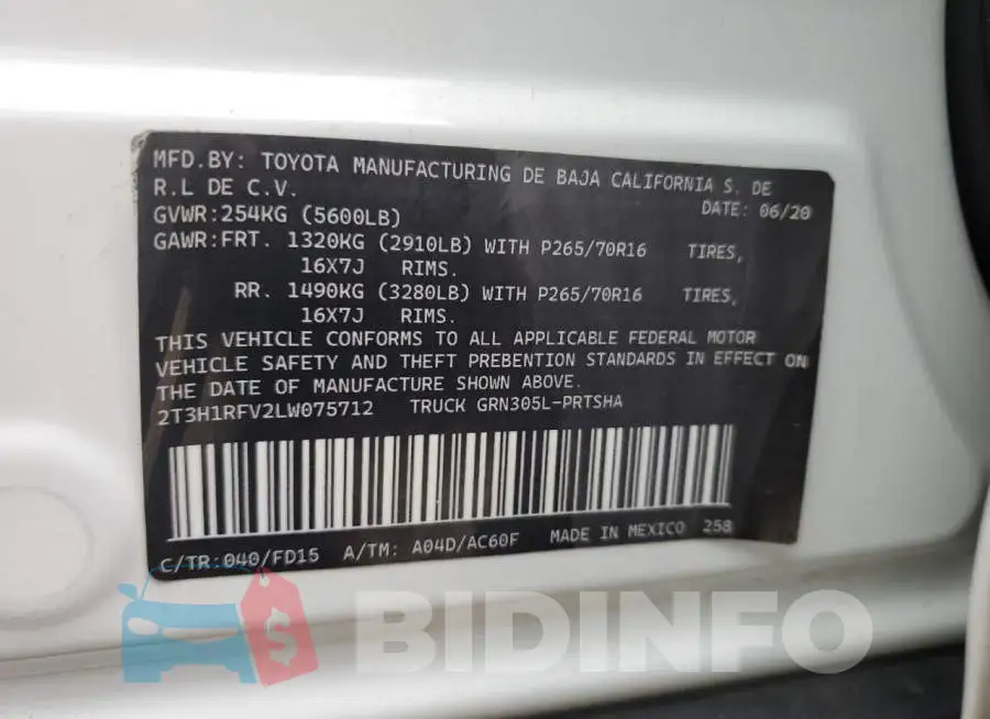 2T3P1RFV5KW041144 Photo# 14
