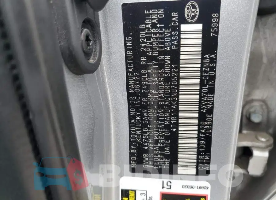 4T1R11AK3NU705221 Photo# 13