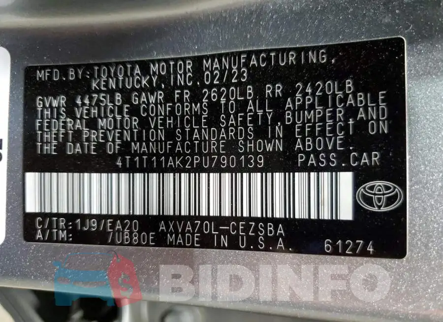 4T1T11AK2PU790139 Photo# 12