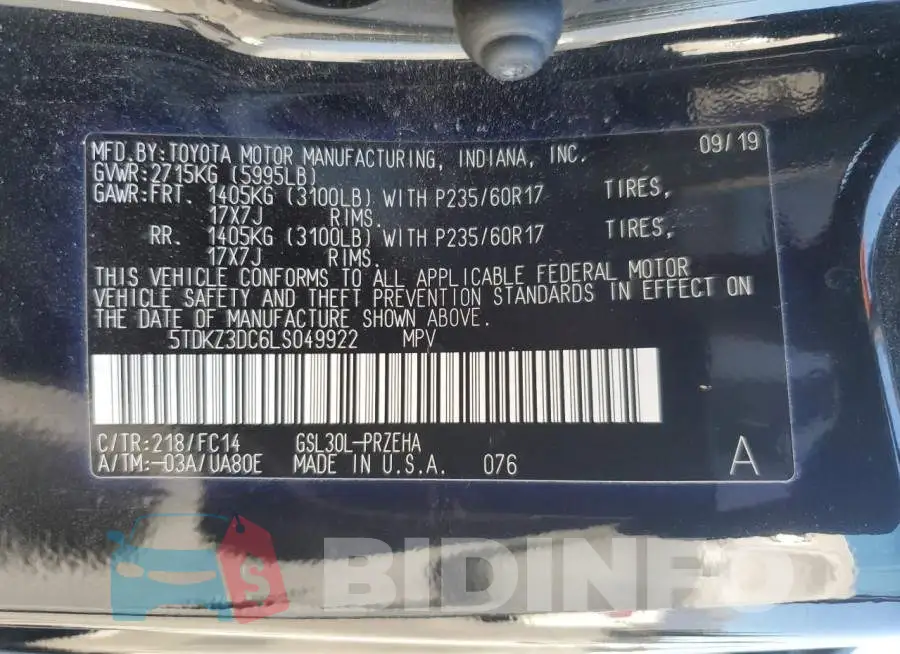 5TDKZ3DC6LS049922 Photo# 13