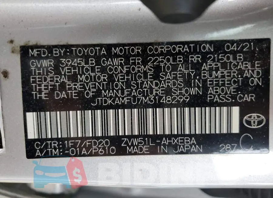 JTDKAMFU7M3148299 Photo# 12