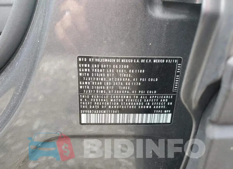 3VV0B7AX0KM111941 Photo# 13