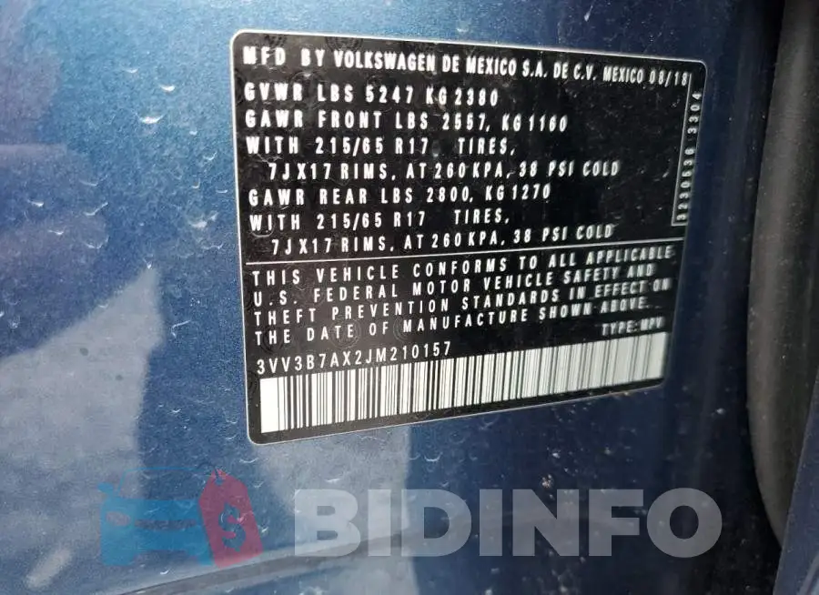 3VV3B7AX2JM210157 Photo# 14
