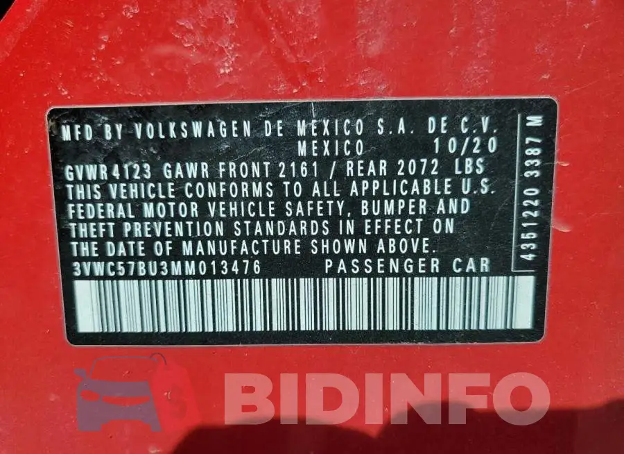 3VWC57BU3MM013476 Photo# 12