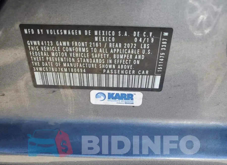 3VWC57BU7KM180694 Photo# 12