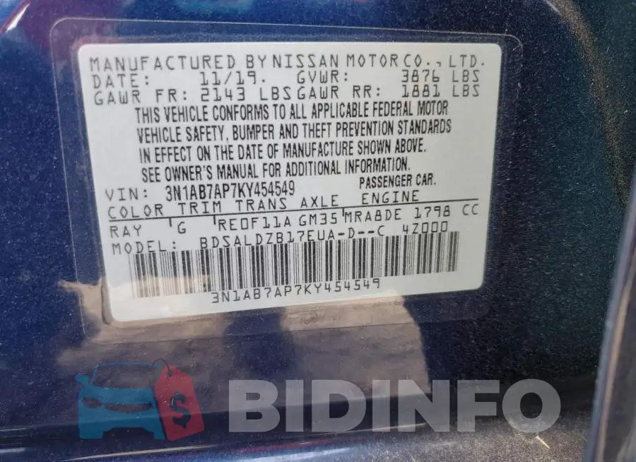 3N1AB7AP7KY454549 Photo# 12