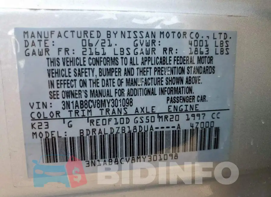 3N1AB8CV8MY301098 Photo# 12